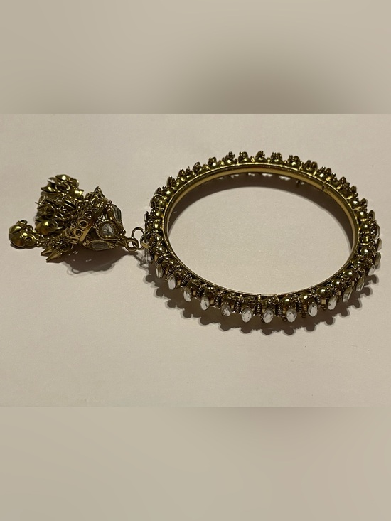 Jewelry - Jeweled Belly Dancer Tassel Gold Tone Bangle Bracelet #7142